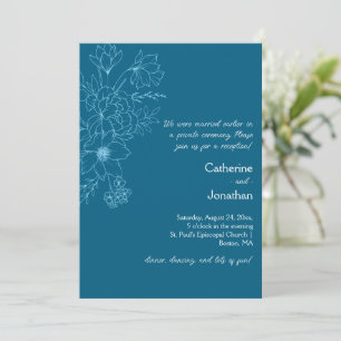 Vintage Line Drawn Floral Reception Only   Invitation