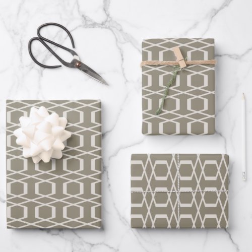 Vintage Linear Geometry Line Art Sand Brown Taupe Wrapping Paper Sheets