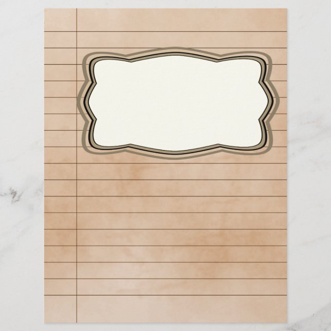 Vintage Lined Paper With Picture Box (Front)