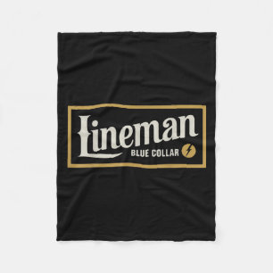 Vintage Lineman Blue Collar Retro Gift For Men Wom Fleece Blanket
