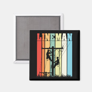 Vintage Lineman Retro Electrical Worker Gift Idea Magnet