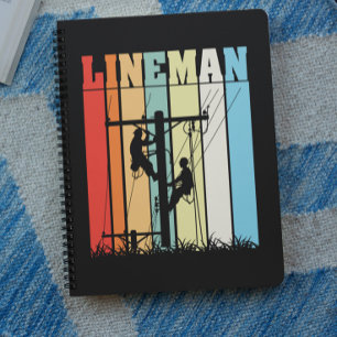 Vintage Lineman Retro Electrical Worker Gift Idea Notebook