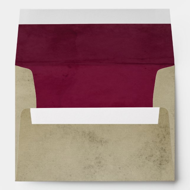 Vintage Linen with Deep Pink Velvet A7 Envelope (Back (Bottom))
