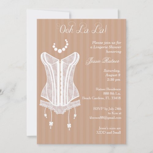 Vintage Lingerie Bridal Shower Invitations