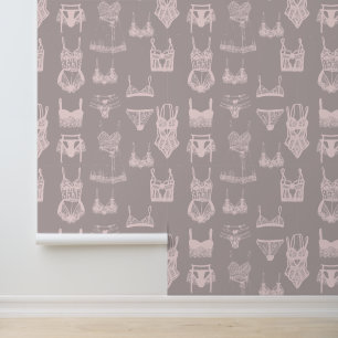 Vintage Lingerie Pink and Taupe Pattern  Wallpaper
