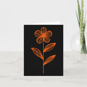 Vintage Linocut Flower Design In Orange And Lavend Card