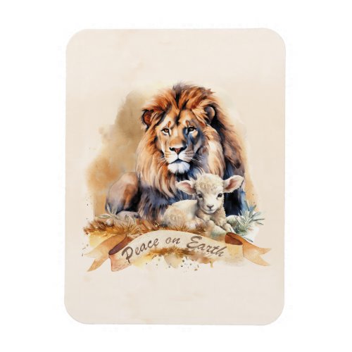 Vintage Lion and Lamb Christmas cards Magnet