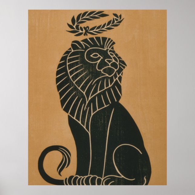Vintage Lion Art Deco Illustration (1917) Poster (Front)