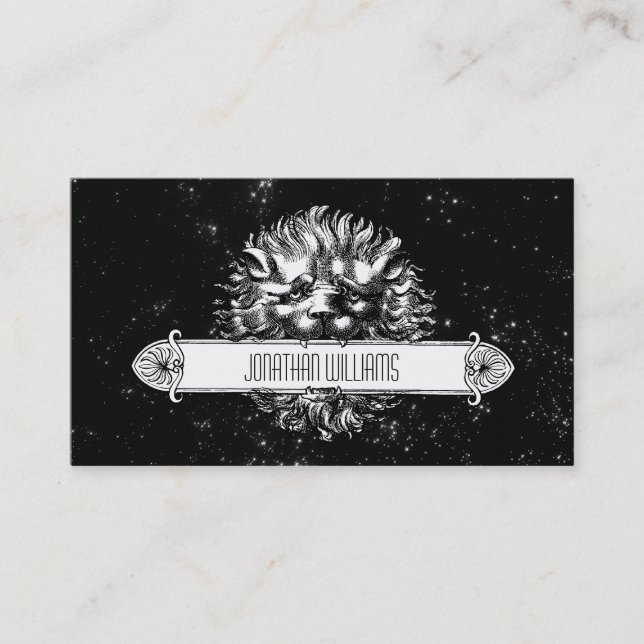 Vintage Lion Black & White Unique Business Cards (Front)