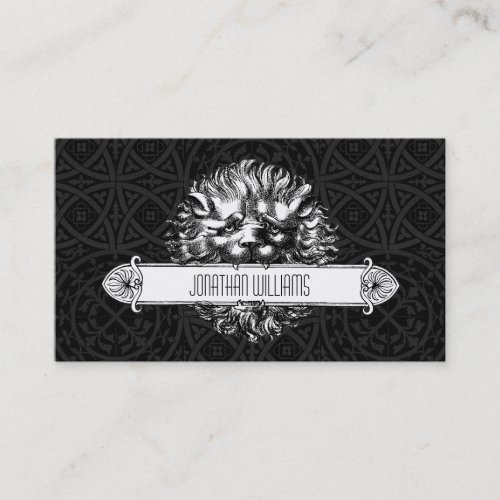 Vintage Lion Black &amp; White Unique Business Cards