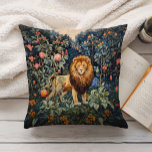 Vintage Lion Botanical Floral Jungle Throw Pillow<br><div class="desc">This exquisite pillow features a whimsical design that brings a majestic lion amidst a lush forest to life,  surrounded by intricate botanical leaves and delicate art nouveau-style florals.</div>