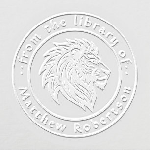 Vintage Lion Custom Name Library Book Embosser
