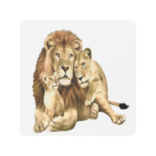 Vintage Lion Family Art Wildlife