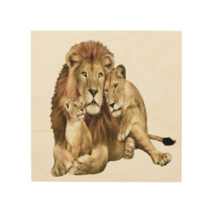 Vintage Lion Family Art Wildlife