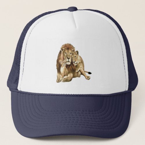 Vintage Lion Family Art Wildlife Trucker Hat