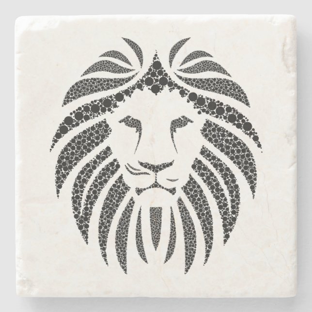 Vintage Lion Illustration Stone Coaster (Front)