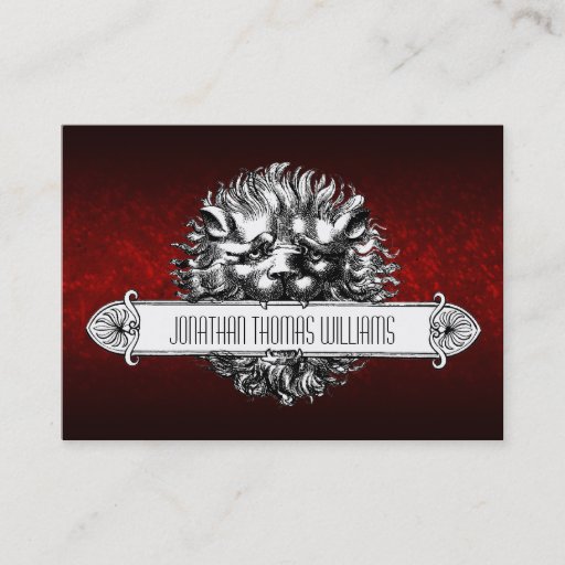 Customizable Vintage Lion &amp; Leather Premium Business Cards