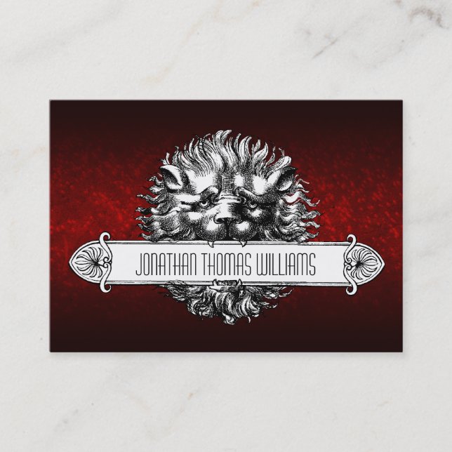 Vintage Lion & Leather Premium Business Cards (Front)