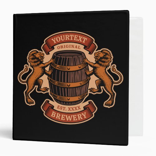 Vintage Lion Oak Barrel Personalized Brewery Beer  3 Ring Binder