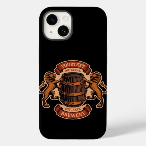 Vintage Lion Oak Barrel Personalized Brewery Beer  Case_Mate iPhone 14 Case