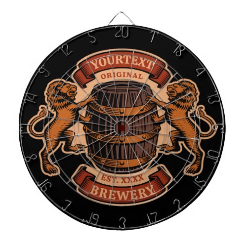 Vintage Lion Oak Barrel Personalized Brewery Beer  Dart Board