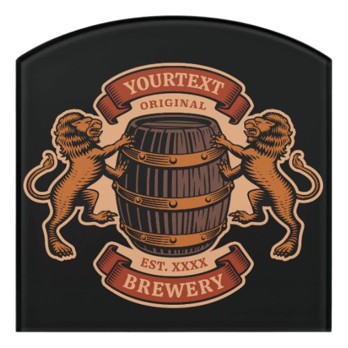 Vintage Lion Oak Barrel Personalized Brewery Beer  Door Sign