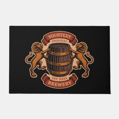 Vintage Lion Oak Barrel Personalized Brewery Beer Doormat