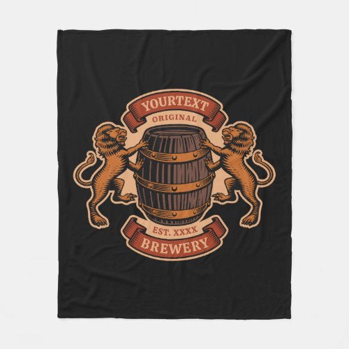 Vintage Lion Oak Barrel Personalized Brewery Beer  Fleece Blanket