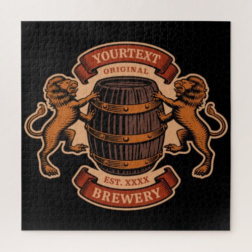 Vintage Lion Oak Barrel Personalized Brewery Beer  Jigsaw Puzzle