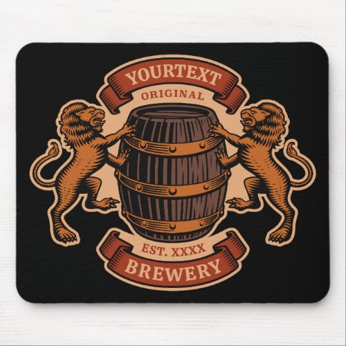 Vintage Lion Oak Barrel Personalized Brewery Beer  Mouse Pad