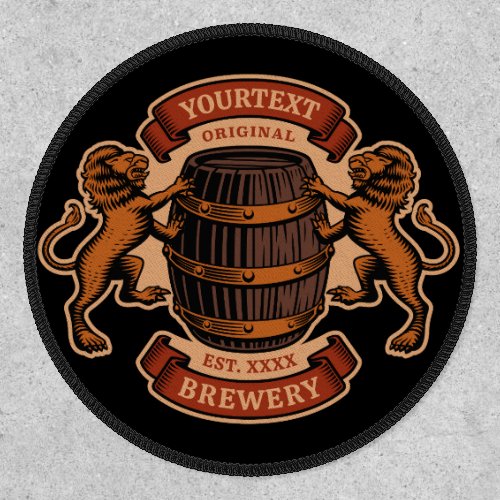Vintage Lion Oak Barrel Personalized Brewery Beer  Patch