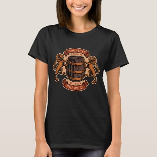 Vintage Lion Oak Barrel Personalized Brewery Beer  T_Shirt