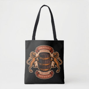Vintage Lion Oak Barrel Personalized Brewery Beer  Tote Bag