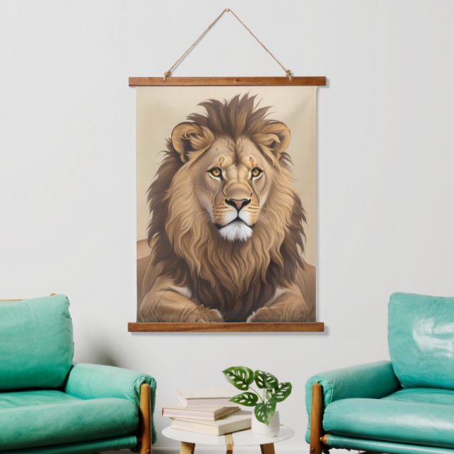 Vintage Lion Painting    Hanging Tapestry (Living Room)