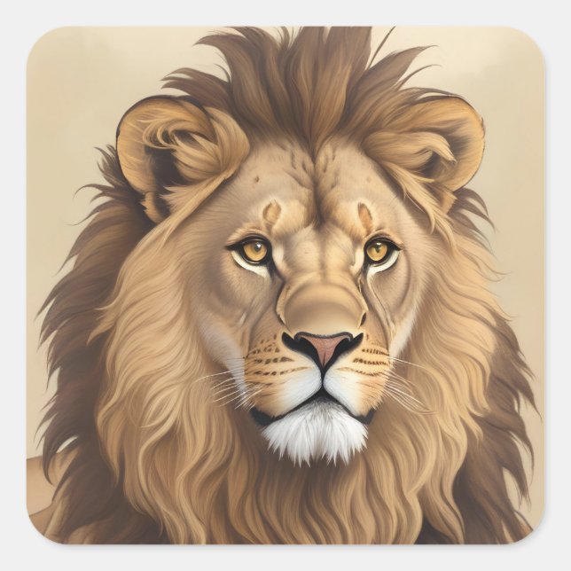 Vintage Lion Painting    Square Sticker (Front)