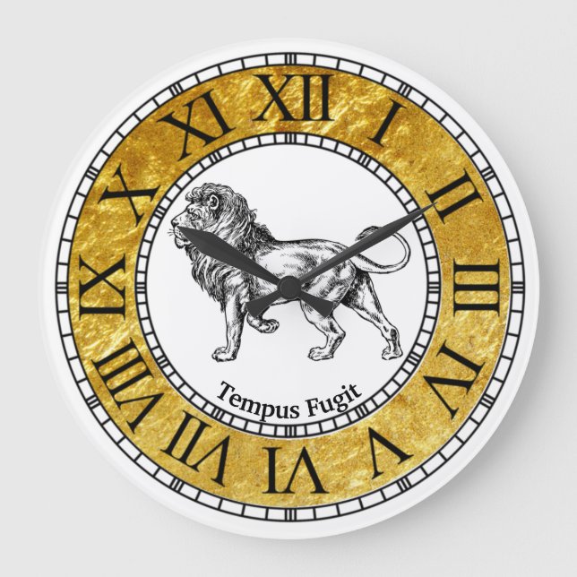Vintage Lion Personalize Large Clock (Front)
