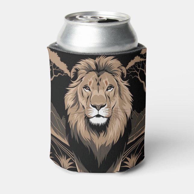 Vintage Lion Portrait Can Cooler (Can Back)