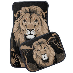 Vintage Lion Portrait Car Floor Mat