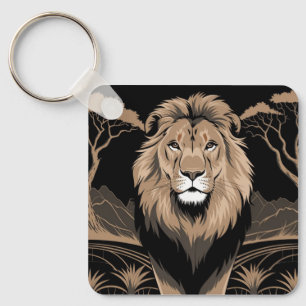 Vintage Lion Portrait Keychain