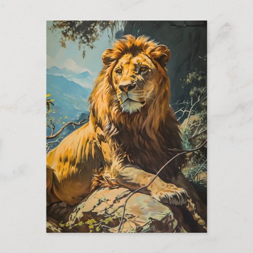 Vintage Lion Portrait Postcard