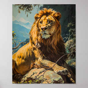 Vintage Lion Portrait Poster