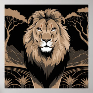 Vintage Lion Portrait Poster