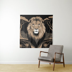 Vintage Lion Portrait Tapestry