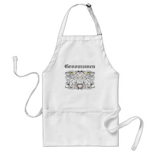 Vintage Lion Rampant White With Gold Crowns,Tongue Adult Apron
