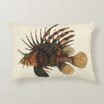 Vintage Lionfish Fish, Marine Ocean Life Animal Decorative Pillow