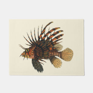 Vintage Lionfish Fish, Marine Ocean Life Animal Doormat