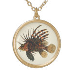 Vintage Lionfish Fish, Marine Ocean Life Animal Gold Plated Necklace
