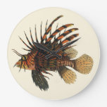 Vintage Lionfish Fish, Marine Ocean Life Animal Large Clock