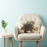 Vintage Lionfish Fish, Marine Ocean Life Animal Lumbar Pillow