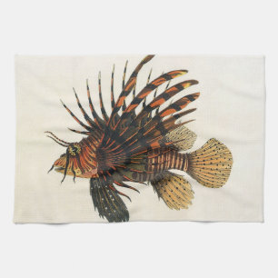 Vintage Lionfish Fish, Marine Ocean Life Animal Towel